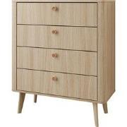 Meubella - Voorne - Ladekast 4 lades - Eiken - 88x38x103 cm