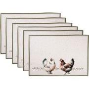 Clayre & Eef Placemats Set van 6 48x35 cm Beige Katoen