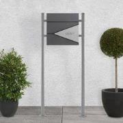 Brievenbus 37x36,5x11 cm antraciet/houtlook staal ML-Design