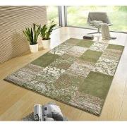 Vintage Patchwork Laagpolig vloerkleed - Gloria - Crème / Groen - 80 X...