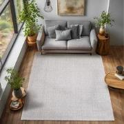 Laagpolig vloerkleed - Gevlochten - Handgeweven Look - Zilver - 240x34...