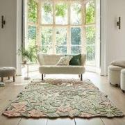 Laagpolig Wollen Vloerkleed Bryony Shaped - Floral Groen - 160x230 cm