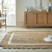 Grace vloerkleed - Jute - Laagpolig Modern - Naturel / Wit - 120 X 170...
