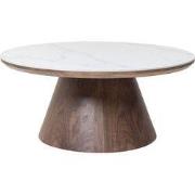 Salontafel Rond - Walnoot Hout/Keramisch - 80x80x35cm - Alba