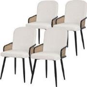 Eetkamerstoelen set van 4 beige met arm & rugleuning, gestoffeerde sto...