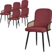 Eetkamerstoelen set van 6 rood met arm & rugleuning, gestoffeerde stoe...