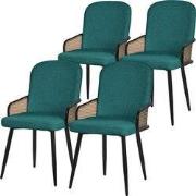 Eetkamerstoelen set van 4 petrol met arm & rugleuning, gestoffeerde st...