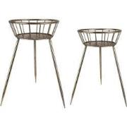 Clayre & Eef Bijzettafel Set van 2 42x38x58 cm Goudkleurig Metaal