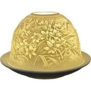 Clayre & Eef Waxinelichthouder Ø 12x8 cm Wit Porselein Bloemen