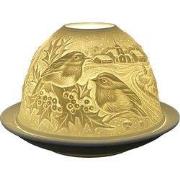 Clayre & Eef Waxinelichthouder Ø 12x8 cm Wit Porselein Hert