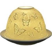 Clayre & Eef Waxinelichthouder Ø 12x8 cm Wit Porselein Vlinders