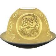 Clayre & Eef Waxinelichthouder Ø 12x8 cm Wit Porselein Kerstman