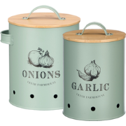 OTIX Voorraadpotten - met Deksel - Mint Groen - Set van 2 - Knoflookpo...
