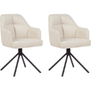 MIRA - Eetkamerstoel set van 2 - Beige - Stof