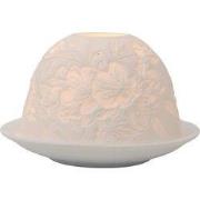 Clayre & Eef Waxinelichthouder Ø 12x8 cm Wit Porselein