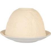 Clayre & Eef Waxinelichthouder Ø 12x8 cm Wit Porselein