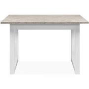 Uitschuifbare eettafel met travertijn- en wit decor L120-160 cm - HOUS...