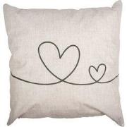 Clayre & Eef Kussenhoes 45x45 cm Beige Groen Polyester Harten