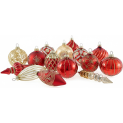 SPARKLE - Set van 50 kerstballen - Rood/Goud - Glas