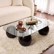 Salontafel Evara 118x75x30 cm Gehard Glas zwart en grijs Black Grey Te...