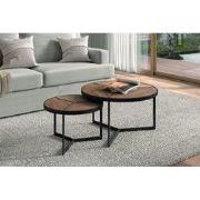 Salontafel 'Laveu' 2-delig Mango hout - 70 x  x 70 - Massief hout, Man...