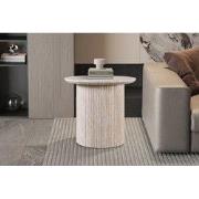 Salontafel 'Lagos' 50 cm Rond Decor Travertin Beige - 50 x  x 50 - MDF
