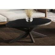 Salontafel 'Madeira' Ovaal Mango hout zwart - 70 x  x 130 - Hout, Meta...