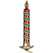 Xmas Hanger - Candle Pinch - Red/ Green - Glass - 2x2x13cm