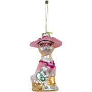 Xmas Hanger - Diva Dog - White/ Pink - Glass - 12x6x5cm