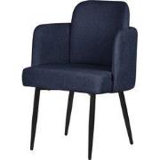 Eetkamerstoel met rugleuning & armleuning donkerblauw met metalen pote...