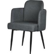 Eetkamerstoel met rugleuning & armleuning antraciet met metalen poten ...