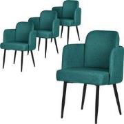 Set van 4 eetkamerstoelen met rugleuning & armleuning benzine met meta...