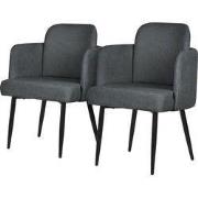 Set van 2 eetkamerstoelen met rugleuning & armleuning antraciet met me...