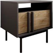 Meubella - Antigo - Nachtkastje - Eiken/Antraciet