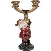 Clayre & Eef Kandelaar Kerstman 17x10x28 cm Goudkleurig Kunststof