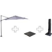 Zweefparasol Hawaii S - met voet en hoes - Lichtgrijs - 300 cm