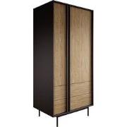 Meubella - Antigo - Kledingkast 2 deurs - Eiken/Antraciet 93x60x195 cm