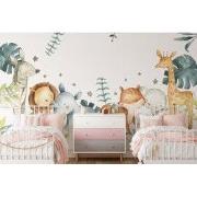 Schattige safari dieren - Kinderbehang - 389,6 cm x 280 cm - Walloha