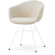 Noa-Otis eetkamerstoel cottonbeige - wit onderstel