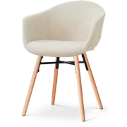 Nena-Otis eetkamerstoel cottonbeige - houten onderstel