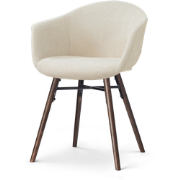 Nena-Otis eetkamerstoel cottonbeige - walnoot houten onderstel