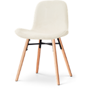 Nena-Fé eetkamerstoel rib beige - houten onderstel