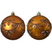 Kerstbal kunststof a2 with leaves shiny-matt