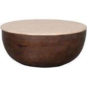 LABEL51 Salontafel Bowl - Espresso - Travertin - 70 cm - Rond