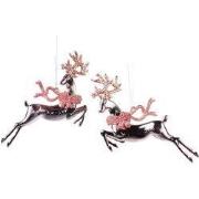 Rose Gold Flying Deer Orna 2/Ass 5x5x10 cm kerstornament