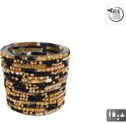 Theelichthouder zwart/goud l7b7h6 cm