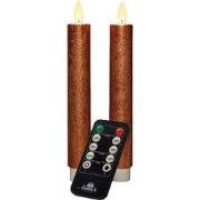 Led dinerkaarsen wax koper 18 cm 2 st.