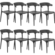 GUBBIO - Stoel set van 8 - Zwart - Polypropyleen