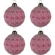 Clayre & Eef Kerstbal Set van 4 Ø 8 cm Rood Glas