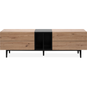 TV-meubel met 2 opklapbare deuren en 2 open vakken, decor in eikenhout...